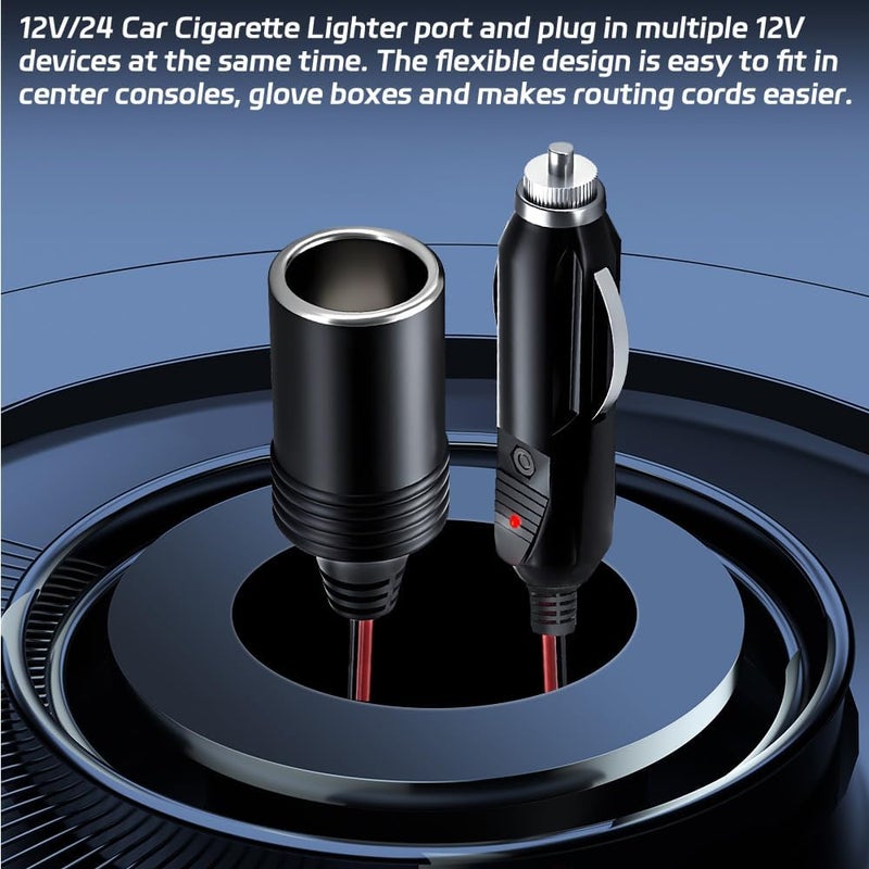 Herfair Car Cigarette Lighter Splitter,2-Socket Cigarette Lighter Adapter Extension Plug Cord Power Charger Port for DC 12V 24V Vehicle 2-Way Splitter on/Off Switch (1 to 3 Car Cigarette Lighter) - Image 5